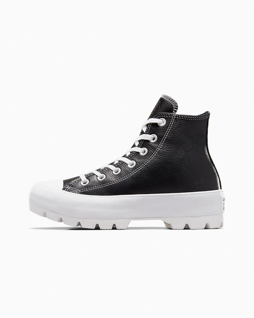 Tenisky Vysoke Converse Chuck Taylor All Star Lugged Kozene Damske Čierne Biele | SK K11NS59